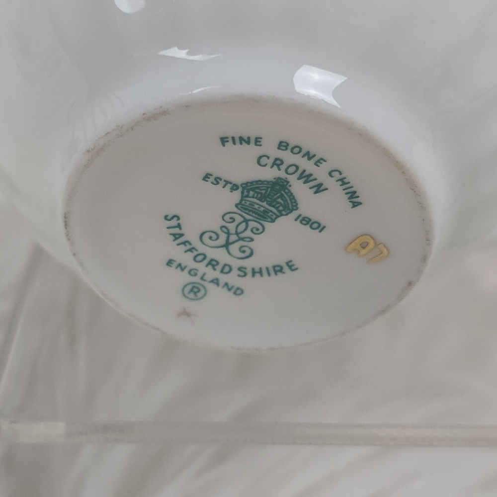 Crown Staffordshire Vintage 3 piece Cup, Saucer, and Dessert Plate - Picture 7 of 14